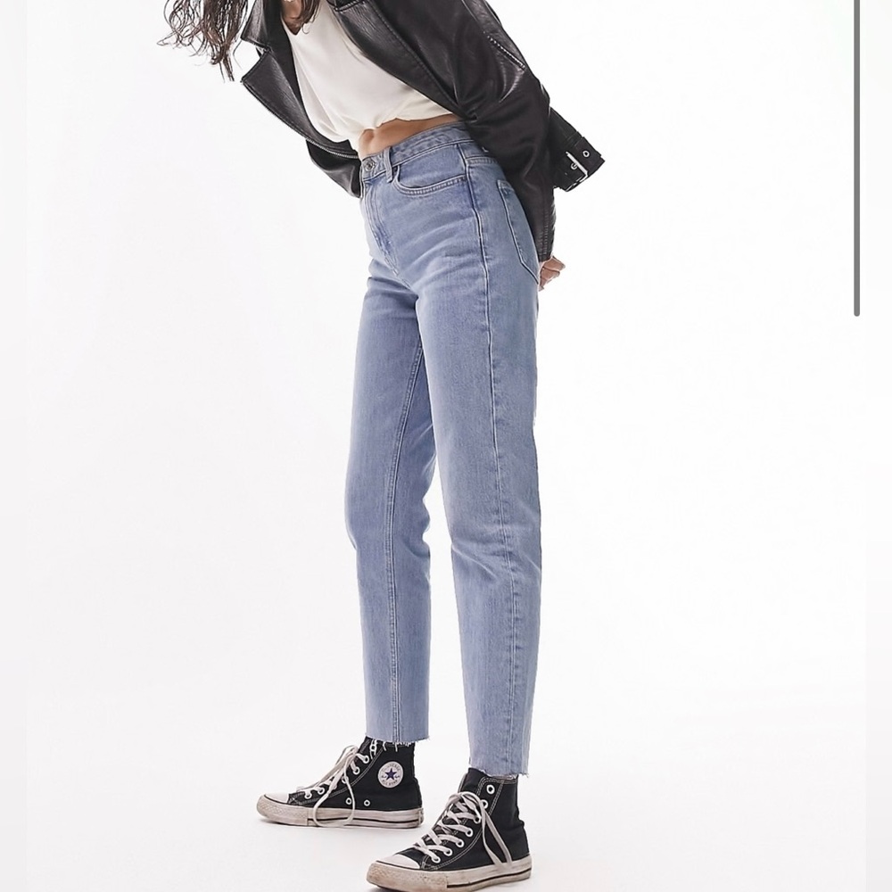 Topshop Cropped Mid Rise Easy Straight Jeans